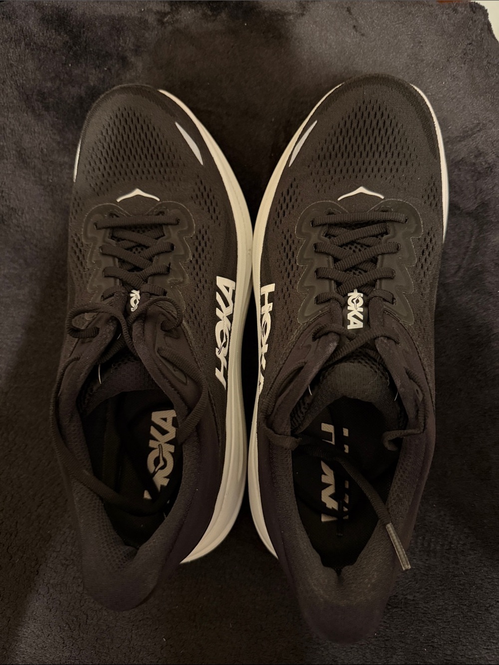 Hoka Black Athletic Running Shoes with White Midsole